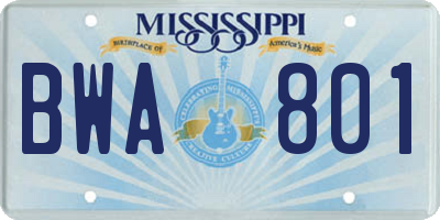 MS license plate BWA801