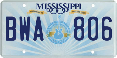 MS license plate BWA806