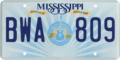 MS license plate BWA809