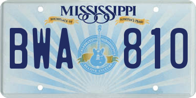 MS license plate BWA810
