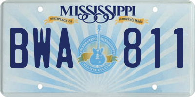 MS license plate BWA811