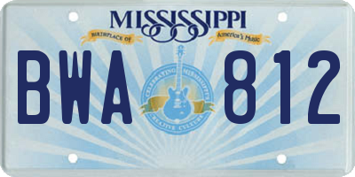 MS license plate BWA812