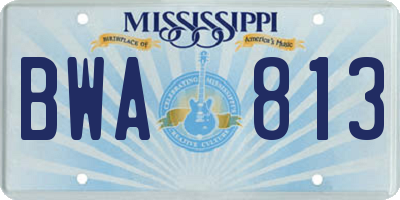 MS license plate BWA813
