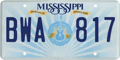 MS license plate BWA817