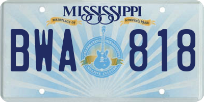 MS license plate BWA818