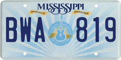 MS license plate BWA819