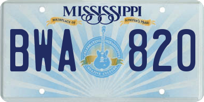 MS license plate BWA820