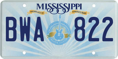 MS license plate BWA822