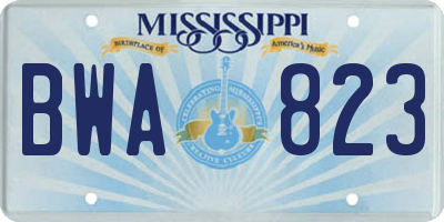 MS license plate BWA823