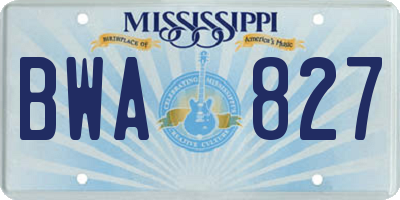 MS license plate BWA827