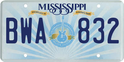 MS license plate BWA832