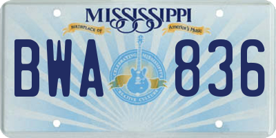MS license plate BWA836