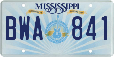MS license plate BWA841