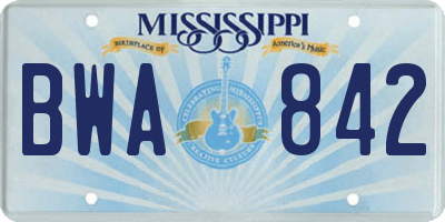 MS license plate BWA842
