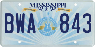 MS license plate BWA843