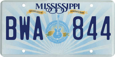 MS license plate BWA844