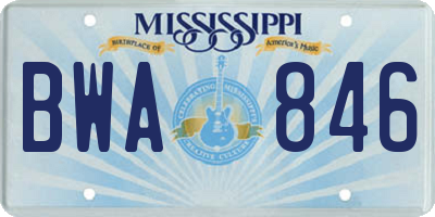 MS license plate BWA846