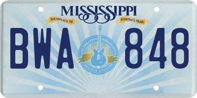 MS license plate BWA848