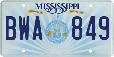 MS license plate BWA849