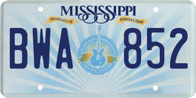 MS license plate BWA852