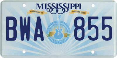 MS license plate BWA855