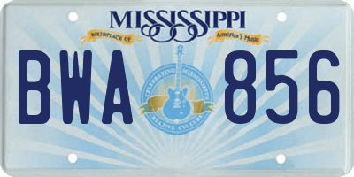 MS license plate BWA856
