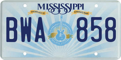 MS license plate BWA858