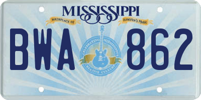 MS license plate BWA862