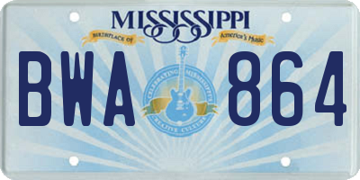 MS license plate BWA864