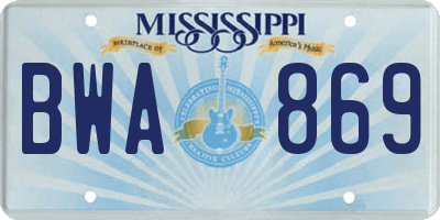 MS license plate BWA869
