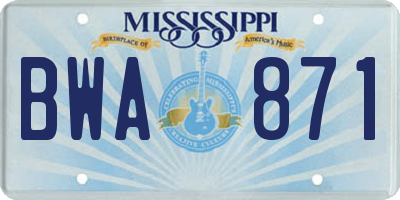 MS license plate BWA871