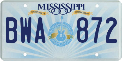 MS license plate BWA872