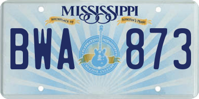 MS license plate BWA873
