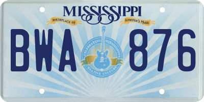 MS license plate BWA876
