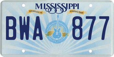MS license plate BWA877