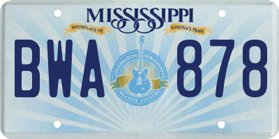 MS license plate BWA878
