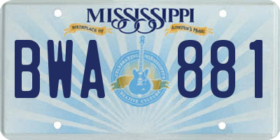 MS license plate BWA881
