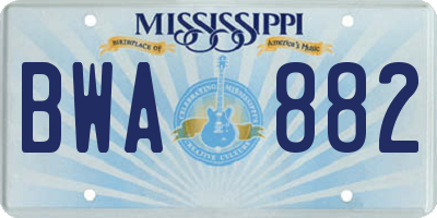 MS license plate BWA882