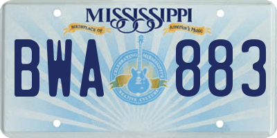 MS license plate BWA883