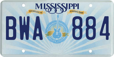 MS license plate BWA884