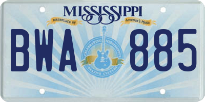 MS license plate BWA885