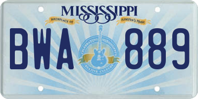 MS license plate BWA889