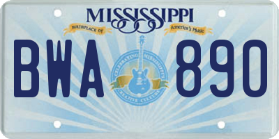 MS license plate BWA890