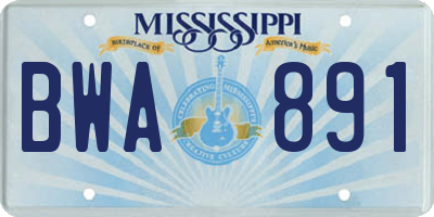 MS license plate BWA891