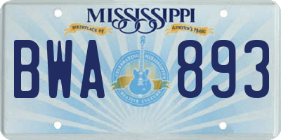 MS license plate BWA893