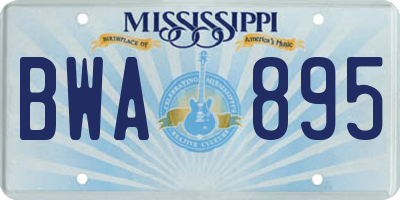 MS license plate BWA895