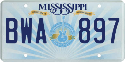 MS license plate BWA897
