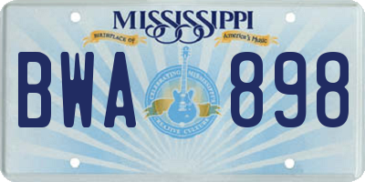 MS license plate BWA898