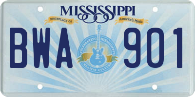 MS license plate BWA901