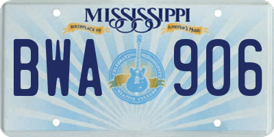 MS license plate BWA906